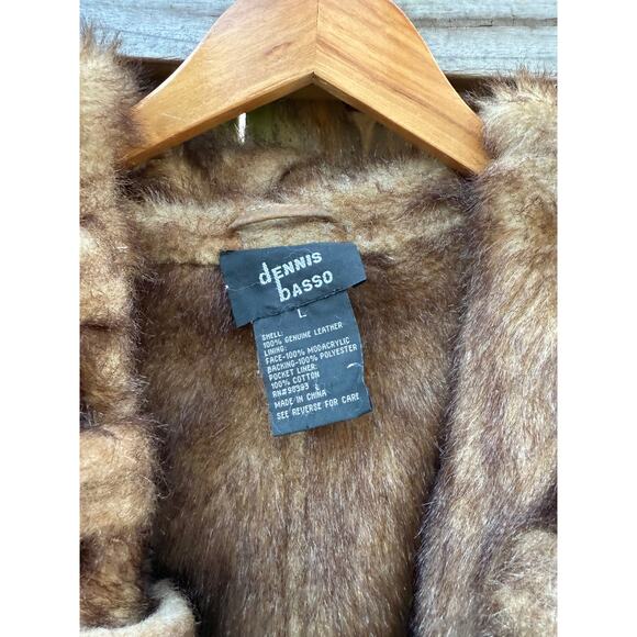 Vintage Dennis Basso Shearling-Trim Leather Coat – Camel Brown - Picture 2 of 9